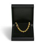 Armband als Kordelkette hohl in Gelbgold 585 / 14K, 19 cm lang, 5,4 mm breit, Gewicht ca. 7.6 g.