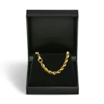 Goldkette als Kordelkette hohl in Gelbgold 585 / 14K, 38 cm lang, 5,4 mm breit, Gewicht ca. 16.4 g.