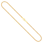 Goldkette als Kordelkette hohl in Gelbgold 585 / 14 Karat, 80 cm lang, 2.1 mm breit, Gewicht ca. 3,1 g.