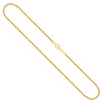 Goldkette als Kordelkette hohl in Gelbgold 585 / 14K, 60 cm lang, 2,1 mm breit, Gewicht ca. 3.7 g.