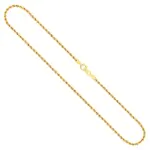 Goldkette als Kordelkette hohl in Gelbgold 375 / 9K, 50 cm lang, 2,1 mm breit, Gewicht ca. 2.6 g.