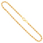 Goldkette als Kordelkette hohl in Gelbgold 333 / 8K, 45 cm lang, 2,7 mm breit, Gewicht ca. 4 g.