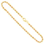 Goldkette als Kordelkette hohl in Gelbgold 585 / 14K, 45 cm lang, 2,7 mm breit, Gewicht ca. 4.8 g.