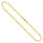 Goldkette als Figarokette diamantiert in Gelbgold 750 / 18K, 60 cm lang, 3.4 mm breit, Gewicht ca. 20 g.