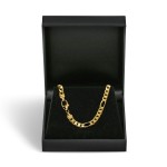 Goldkette als Figarokette diamantiert in Gelbgold 750 / 18K, 75 cm lang, 4,3 mm breit, Gewicht ca. 39.2 g.