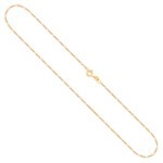Goldkette als Figarokette diamantiert in Gelbgold 585 / 14K, 42 cm lang, 1,1 mm breit, Gewicht ca. 1.4 g.