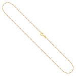 Goldkette als Figarokette diamantiert in Gelbgold 585 / 14K, 45 cm lang, 1,1 mm breit, Gewicht ca. 1.5 g.