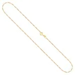 Goldkette als Figarokette diamantiert in Gelbgold 375 / 9K, 34 cm lang, 1,1 mm breit, Gewicht ca. 1 g.