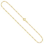 Goldkette als Figarokette diamantiert in Gelbgold 585 / 14 Karat, 65 cm lang, 1.5 mm breit, Gewicht ca. 3.4 g.