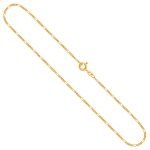 Goldkette als Figarokette diamantiert in Gelbgold 333 / 8K, 45 cm lang, 1,5 mm breit, Gewicht ca. 2 g.