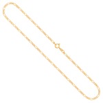 Goldkette als Figarokette diamantiert in Gelbgold 375 / 9K, 45 cm lang, 2,2 mm breit, Gewicht ca. 4.1 g.