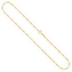 Goldkette als Figarokette diamantiert in Gelbgold 585 / 14K, 42 cm lang, 2,2 mm breit, Gewicht ca. 4.7 g.