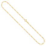 Goldkette als Figarokette diamantiert in Gelbgold 585 / 14K, 60 cm lang, 2,2 mm breit, Gewicht ca. 6.6 g.