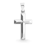 Anhänger Kreuz glanz, Weißgold 585 / 14K, Höhe 25.0 mm, Breite 12.1 mm, Gewicht ca. 0.74 g