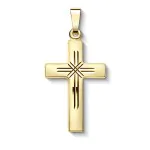 Anhänger Kreuz seidenmatt/diamantiert , Gelbgold 585 / 14K, Höhe 21 mm, Gewicht ca. 0,85 g