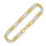 Armband als Figarokette hohl Bicolor in Gelbgold / Weißgold 333 / 8K, 19 cm lang, 5,7 mm breit, Gewicht ca. 4.06 g.