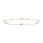 Goldarmband als Ankerkette mit 0,14 Karat Diamanten, Rotgold 585 / 14 Karat, 19 cm lang, Gewicht ca. 0,9 g.