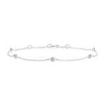 Goldarmband als Ankerkette mit 0,14 Karat Diamanten, Weißgold 585 / 14 Karat, 20 cm lang, Gewicht ca. 0,9 g.