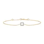 Goldarmband als Ankerkette mit 0,06 Karat Diamanten, Gelbgold 585 / 14 Karat, 18 cm lang, Gewicht ca. 0,8 g.