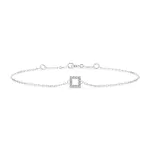 Goldarmband als Ankerkette mit 0,06 Karat Diamanten, Weißgold 585 / 14 Karat, 17 cm lang, Gewicht ca. 0,8 g.