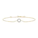 Goldarmband als Ankerkette mit 0,07 Karat Diamanten, Gelbgold 585 / 14 Karat, 17 cm lang, Gewicht ca. 0,8 g.