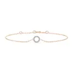 Goldarmband als Ankerkette mit 0,07 Karat Diamanten, Rotgold 585 / 14 Karat, 17,5 cm lang, Gewicht ca. 0,8 g.