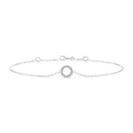 Goldarmband als Ankerkette mit 0,07 Karat Diamanten, Weißgold 585 / 14 Karat, 18 cm lang, Gewicht ca. 0,8 g.