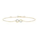 Goldarmband als Ankerkette mit 0,05 Karat Diamanten, Gelbgold 585 / 14 Karat, 16,5 cm lang, Gewicht ca. 1,0 g.