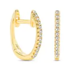 0,07 Karat Diamant Creolen, Gelbgold 750 / 18K, Außendurchmesser 10.3 mm, Breite 1.3 mm, Gewicht ca. 1.0 g
