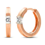 0,06 Karat Diamant Creolen, Rotgold 750 / 18K, Außendurchmesser 13 mm, Breite 2.2 mm, Gewicht ca. 2.37 g