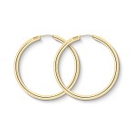 Ohrringe, Creolen, Gelbgold 750 / 18K, Außendurchmesser 30 mm, Breite 2.5 mm, Gewicht ca. 2.2 g