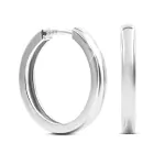 Ohrringe, Creolen, Weißgold 585 / 14K, Außendurchmesser 20 mm, Breite 2.7 mm, Gewicht ca. 4.8 g