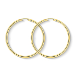 Ohrringe, Creolen, Gelbgold 585 / 14K, Außendurchmesser 50 mm, Breite 2.5 mm, Gewicht ca. 2.8 g