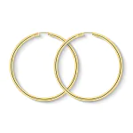 Ohrringe, Creolen, Gelbgold 585 / 14K, Außendurchmesser 50 mm, Breite 2.5 mm, Gewicht ca. 2.8 g