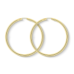 Ohrringe, Creolen, Gelbgold 750 / 18K, Außendurchmesser 50 mm, Breite 2.5 mm, Gewicht ca. 3.4 g