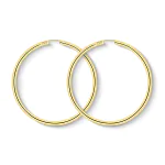 Ohrringe, Creolen, Gelbgold 750 / 18K, Außendurchmesser 50 mm, Breite 2.5 mm, Gewicht ca. 3.4 g