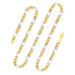 Goldkette als Figarokette hohl in Bicolor Gelbgold / Weißgold 585 / 14K, 55 cm lang, 5,7 mm breit, Gewicht ca. 13.4 g.