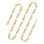 Goldkette als Figarokette hohl Bicolor 750 / 18K, 45 cm lang, 5,7 mm breit, Gewicht ca. 13.2 g.