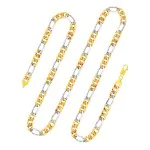 Goldkette als Figarokette hohl in Bicolor Gelbgold / Weißgold 750 / 18K, 50 cm lang, 5,7 mm breit, Gewicht ca. 14.7 g.