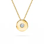 Diamantanhänger in 0,04 Karat, Gelbgold 585 / 14 Karat, mit einer 585ger Goldkette in 45 (42+3) cm lang, Gewicht ca. 1,8 g.