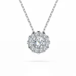 Diamantanhänger in 0,1 Karat, Weißgold 585 / 14 Karat, mit einer 585ger Goldkette in 45 (42+3) cm lang, Gewicht ca. 1,7 g.