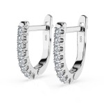 0,32 Karat Diamant Creolen, Weißgold 585 / 14 Karat, Gewicht ca. 1.7 g.