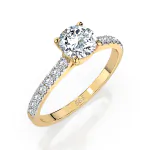 0,4+0,21 Karat Diamant Verlobungsring mit 15 Diamanten, Gelbgold 585 / 14K, Weite 47 mm, Gewicht ca. 1.5 g.