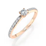 0,1+0,16 Karat Diamant Verlobungsring mit 21 Diamanten, Rotgold 585 / 14K, Weite 49 mm, Gewicht ca. 1.2 g.
