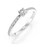 0,1+0,16 Karat Diamant Verlobungsring mit 21 Diamanten, Weißgold 585 / 14K, Weite 69 mm, Gewicht ca. 1.2 g.