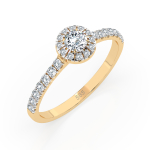 0,29+0,25 Karat Diamant Verlobungsring mit 30 Diamanten, Gelbgold 585 / 14K, Weite 55 mm, Gewicht ca. 1.6 g.