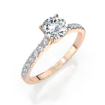 0,5+0,21 Karat Diamant Verlobungsring mit 15 Diamanten, Rotgold 585 / 14K, Weite 49 mm, Gewicht ca. 1.6 g.