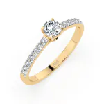 0,3+0,21 Karat Diamant Verlobungsring mit 15 Diamanten, Gelbgold 585 / 14K, Weite 49 mm, Gewicht ca. 1.5 g.