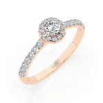 0,2+0,28 Karat Diamant Verlobungsring mit 27 Diamanten, Rotgold 585 / 14K, Weite 49 mm, Gewicht ca. 1.5 g.