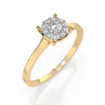 0,15 Karat Diamant Verlobungsring mit 11 Diamanten, Gelbgold 585 / 14K, Weite 52 mm, Gewicht ca. 1.7 g.